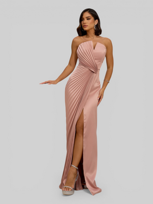 Vestido de Festa Longo Premium Plissado Leque