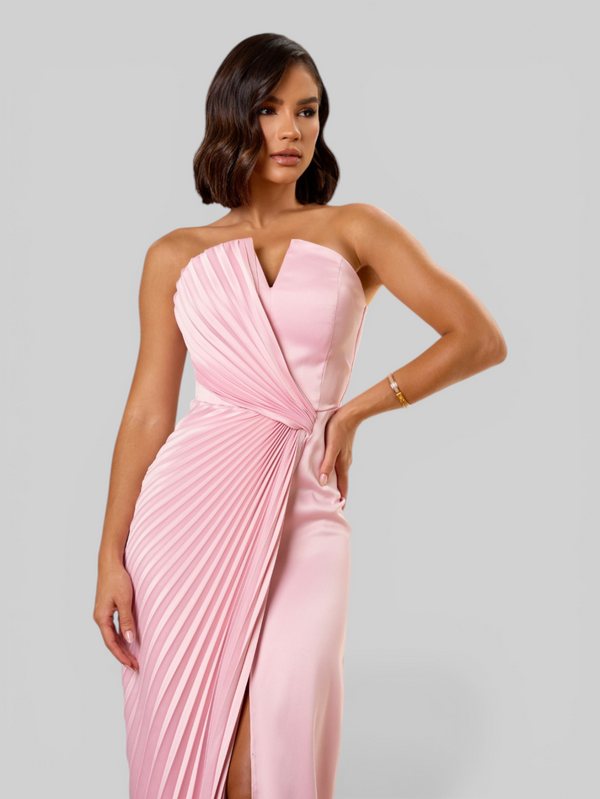 Vestido de Festa Longo Premium Plissado Leque