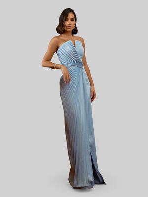 Vestido de Festa Longo Premium Plissado Leque