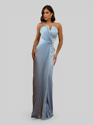 Vestido de Festa Longo Premium Plissado Leque