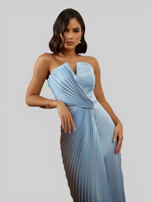 Vestido de Festa Longo Premium Plissado Leque