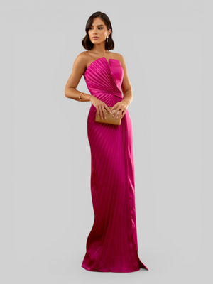 Vestido de Festa Longo Premium Plissado Leque
