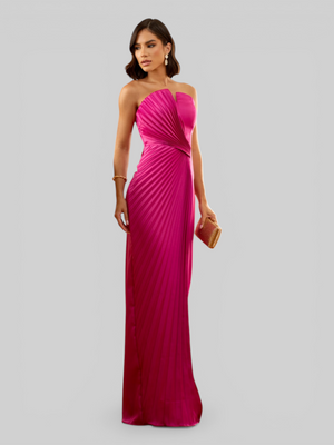 Vestido de Festa Longo Premium Plissado Leque
