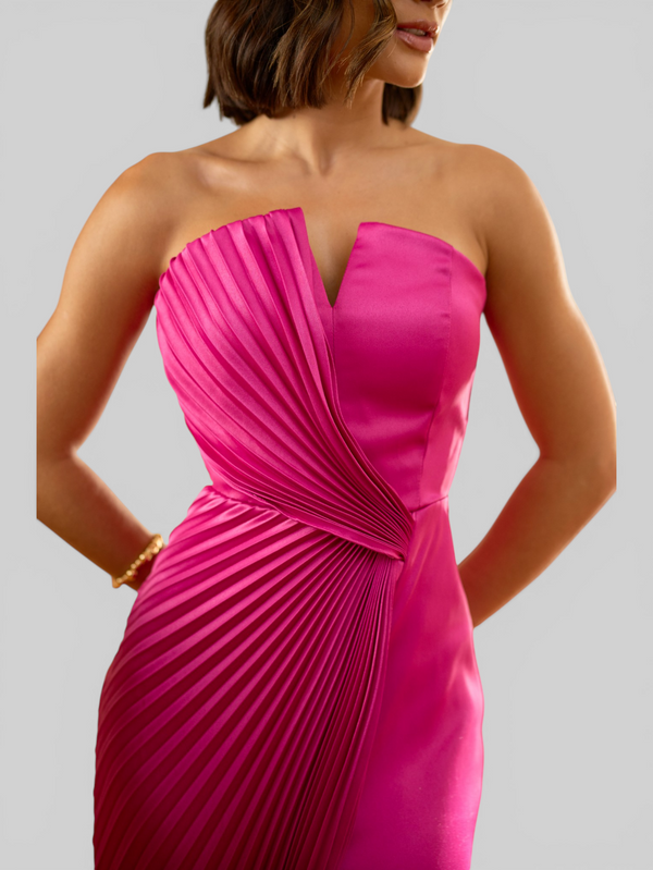 Vestido de Festa Longo Premium Plissado Leque