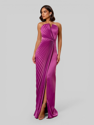 Vestido de Festa Longo Premium Plissado Leque