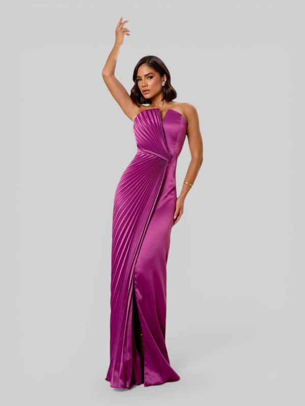 Vestido de Festa Longo Premium Plissado Leque