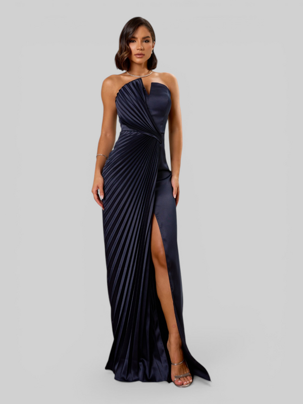 Vestido de Festa Longo Premium Plissado Leque