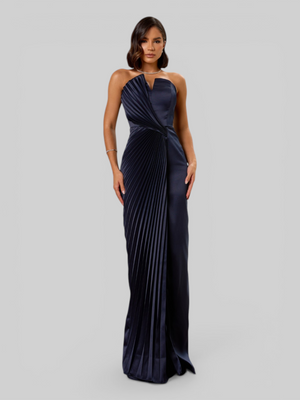 Vestido de Festa Longo Premium Plissado Leque