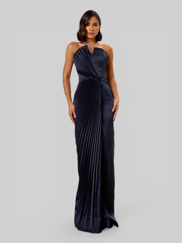 Vestido de Festa Longo Premium Plissado Leque