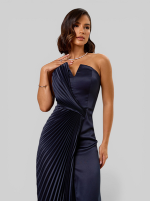 Vestido de Festa Longo Premium Plissado Leque