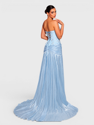 Vestido de Festa Longo Premium Plissado com Bordado Amore