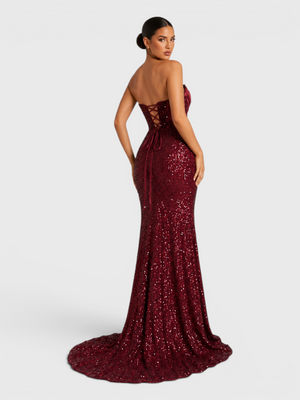 Vestido de Festa Longo Premium Tomara que Caia de Paetê Corpete Ravena