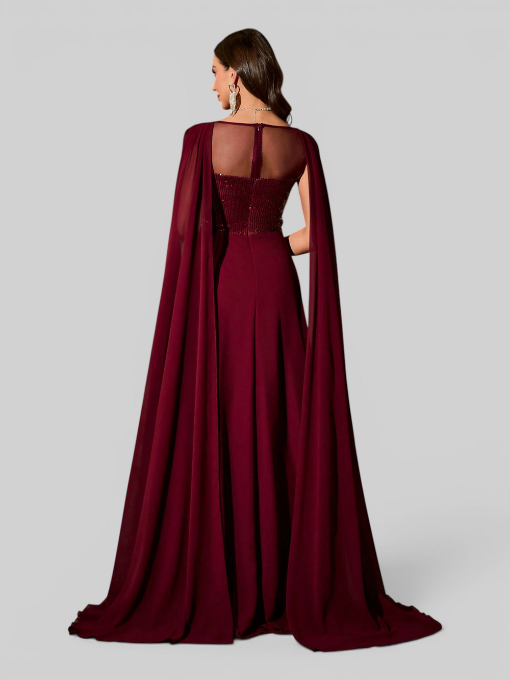 Vestido de Festa Longo Premium com Capa longa dupla Paetê Portugal