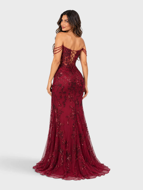 Vestido de Festa Longo Premium com Fenda Paetê Orleans