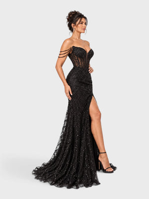 Vestido de Festa Longo Premium com Fenda Paetê Orleans
