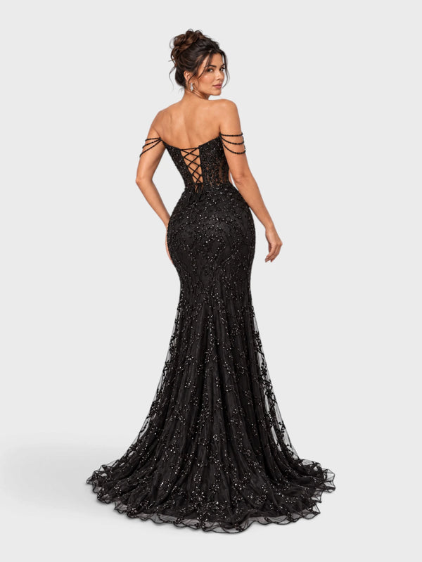 Vestido de Festa Longo Premium com Fenda Paetê Orleans