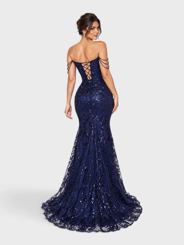 Vestido de Festa Longo Premium com Fenda Paetê Orleans