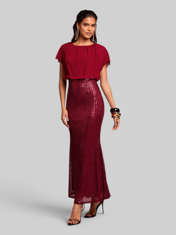 Vestido de Festa Longo Saia em Paetê Blusê