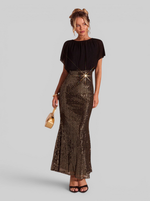 Vestido de Festa Longo Saia em Paetê Blusê