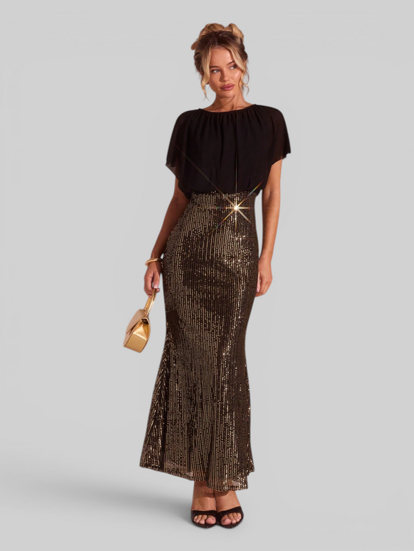 Vestido de Festa Longo Saia em Paetê Blusê