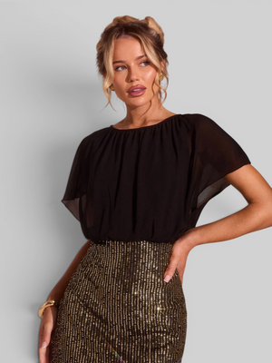 Vestido de Festa Longo Saia em Paetê Blusê