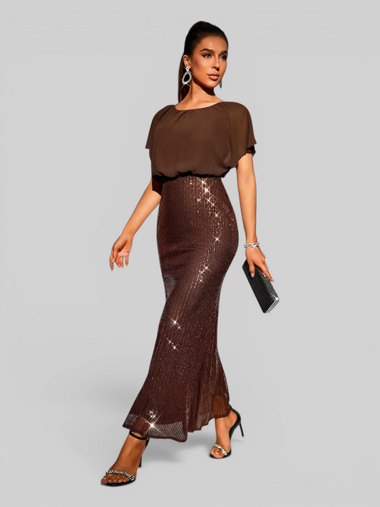 Vestido de Festa Longo Saia em Paetê Blusê