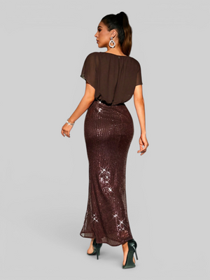Vestido de Festa Longo Saia em Paetê Blusê