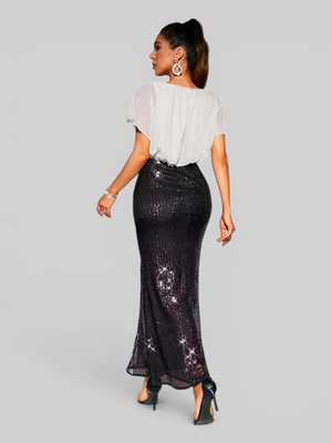 Vestido de Festa Longo Saia em Paetê Blusê