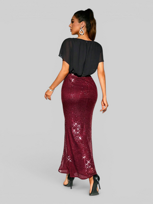 Vestido de Festa Longo Saia em Paetê Blusê