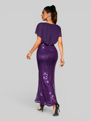 Vestido de Festa Longo Saia em Paetê Blusê