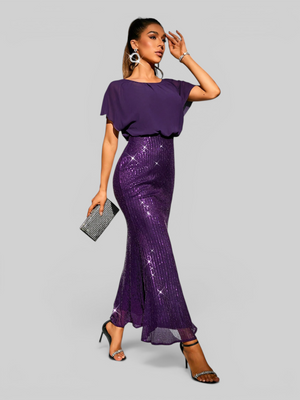 Vestido de Festa Longo Saia em Paetê Blusê