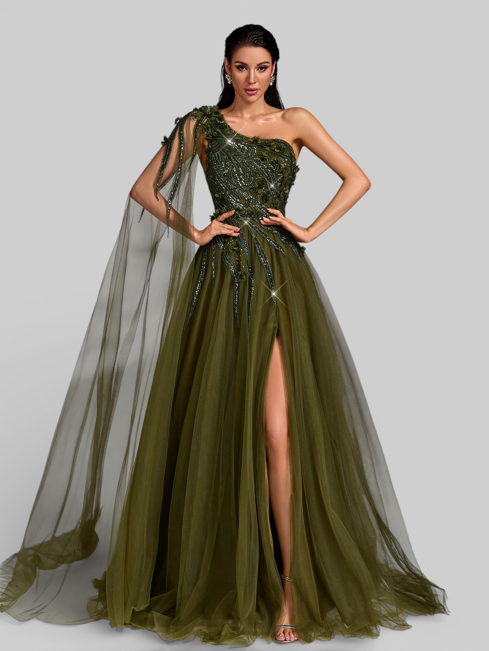 Vestido de Festa Longo Super Luxo Bordado Capa Naomi