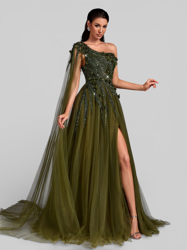 Vestido de Festa Longo Super Luxo Bordado Capa Naomi - Aurea Dress