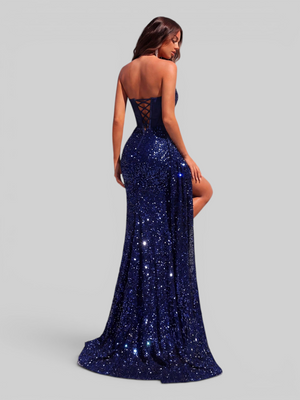 Vestido de Festa Longo Super Luxo Corpete Paetê Gianna