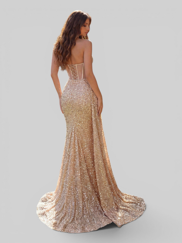 Vestido de Festa Longo Super Luxo Corpete Paetê Gianna