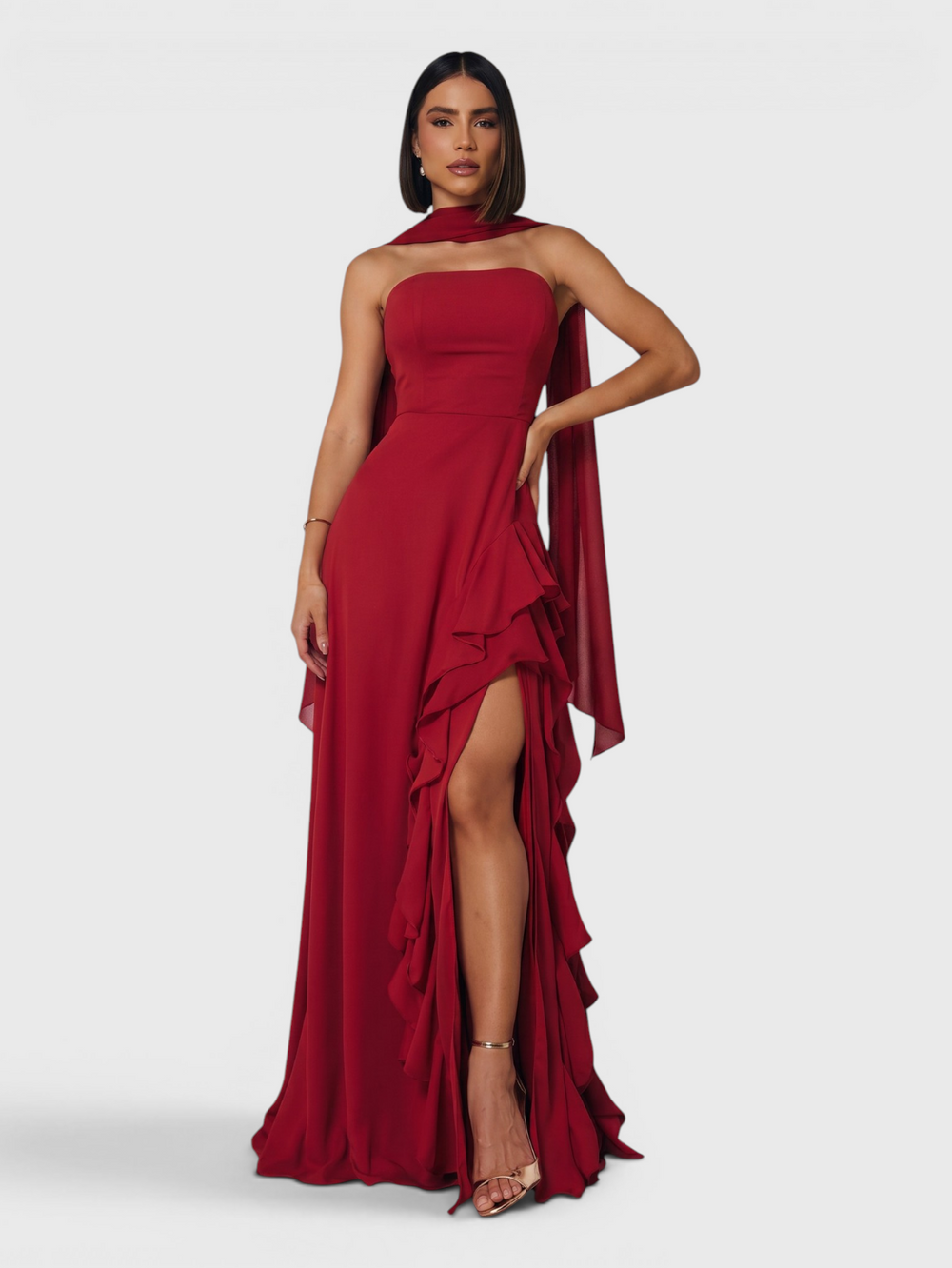 Vestido de Festa Longo Tomara que Caia Camadas Echarp Letz