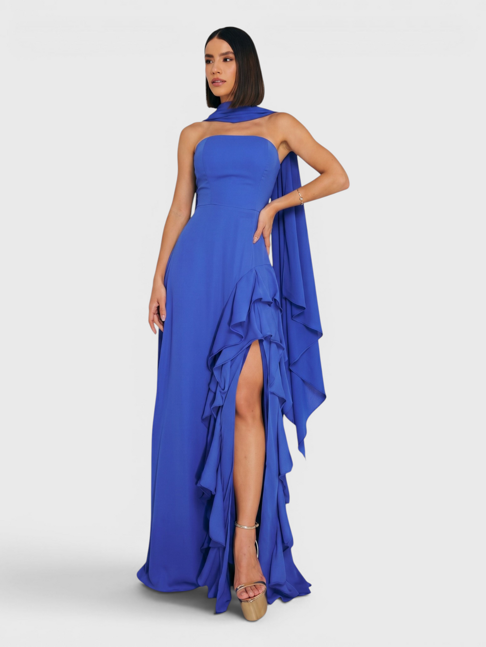 Vestido de Festa Longo Tomara que Caia Camadas Echarp Letz