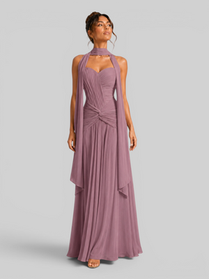 Vestido de Festa Longo Tomara que Caia Torcido Echarpe Legacy