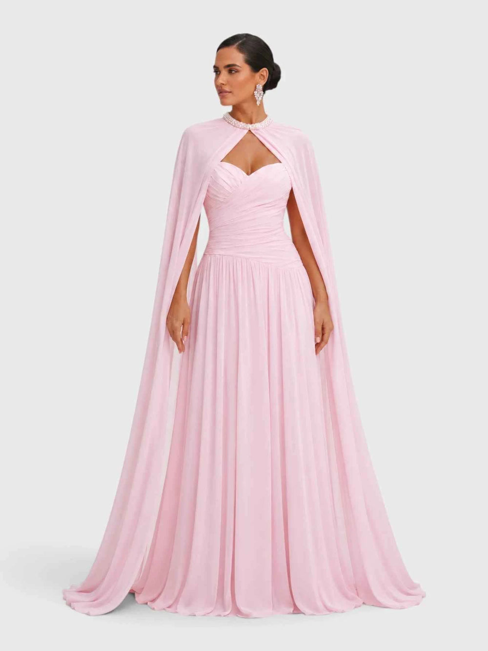 Vestido de Festa Longo Tomara que Caia com Capa Longa Halter