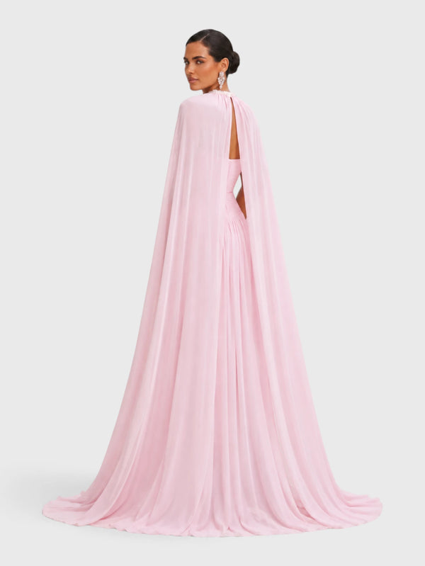 Vestido de Festa Longo Tomara que Caia com Capa Longa Halter