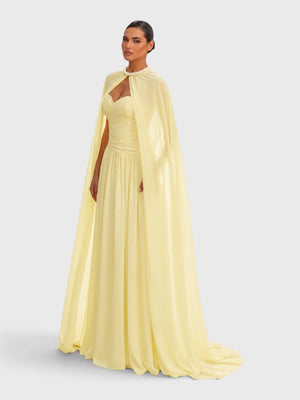 Vestido de Festa Longo Tomara que Caia com Capa Longa Halter