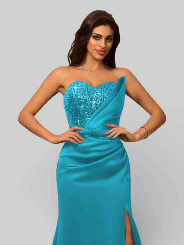 Vestido de Festa Longo Tomara que Caia com Paetê Seller