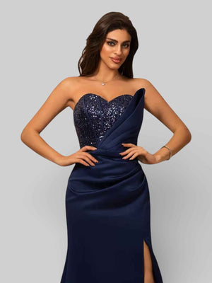 Vestido de Festa Longo Tomara que Caia com Paetê Seller