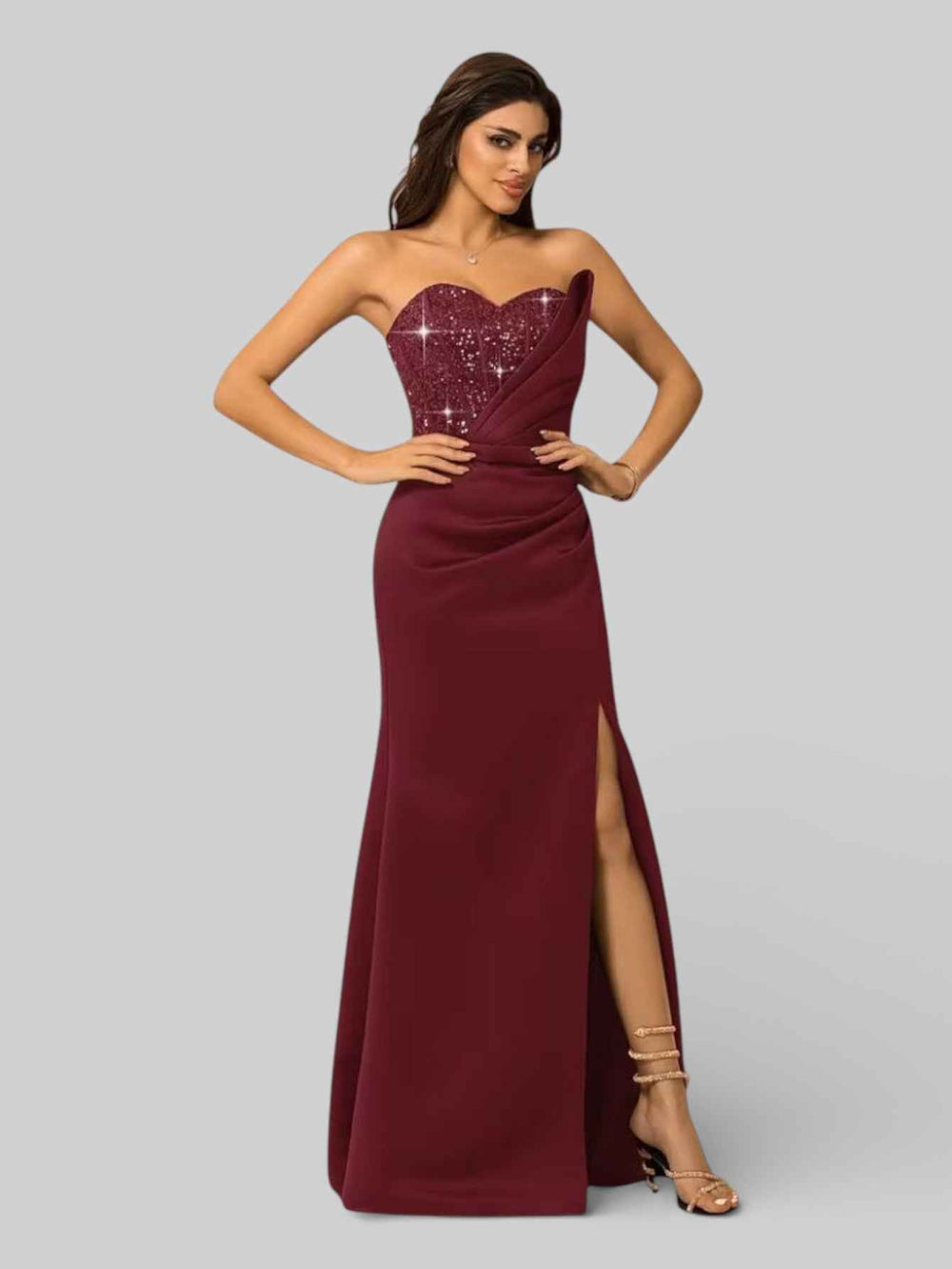 Vestido de Festa Longo Tomara que Caia com Paetê Seller