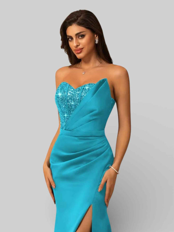 Vestido de Festa Longo Tomara que Caia com Paetê Seller
