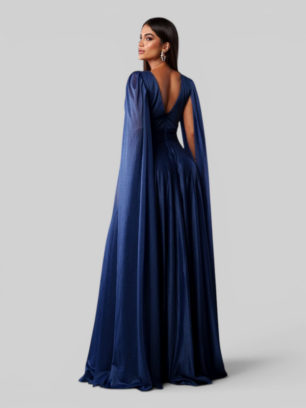 Vestido de Festa Longo Tule Premium com Brilho e Capa Aurora