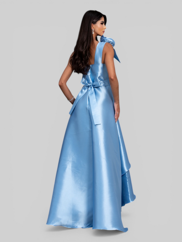 Vestido de Festa Longo Zibeline Drape Flowers