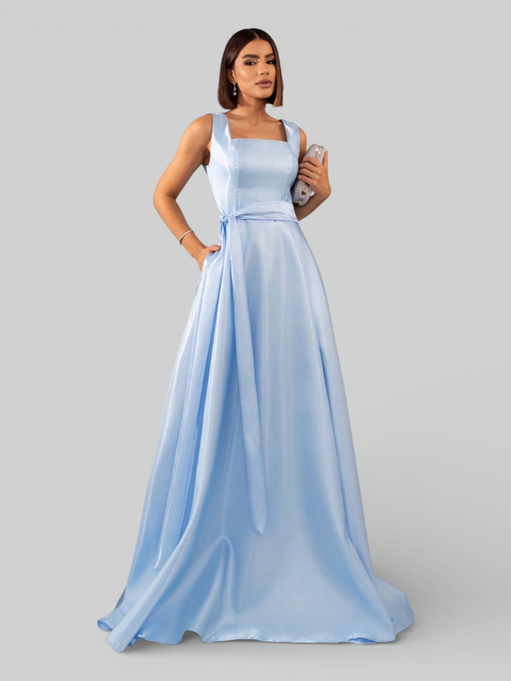 Vestido de Festa Longo Zibeline Glow Gola Quadrada Katarina - Aurea Dress