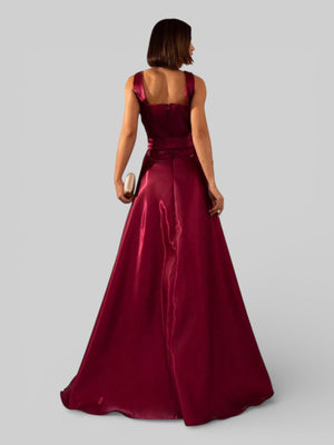 Vestido de Festa Longo Zibeline Glow Gola Quadrada Katarina - Aurea Dress