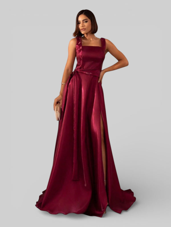 Vestido de Festa Longo Zibeline Glow Gola Quadrada Katarina - Aurea Dress